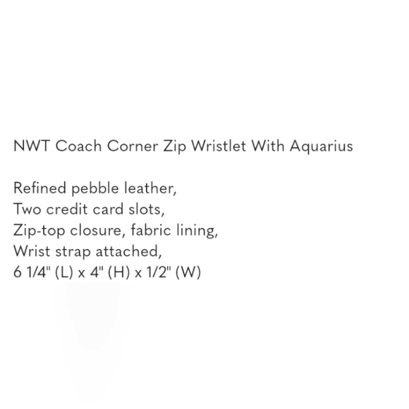 NWT Coach Corner Zip Wristlet Astrology Water Sign Aquarius Blue Leather Sparkle - Picture 3 of 5